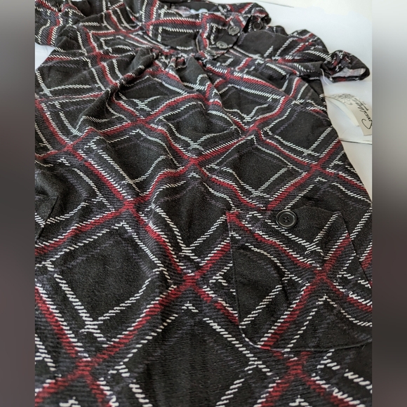 Fall Aline Grey Plaid Short Dress Mod Look Cowl Neck New w/ Tags - Picture 5 of 14